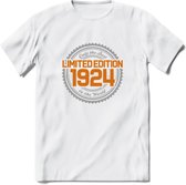 1924 Limited Edition Ring T-Shirt | Zilver - Goud | Grappig Verjaardag en Feest Cadeau Shirt | Dames - Heren - Unisex | Tshirt Kleding Kado | - Wit - XXL