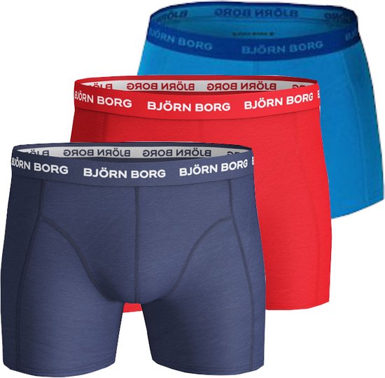 Björn Borg Basic boxershort 3-pack blauw/donkerblauw/rood - maat XXL