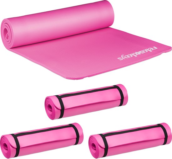 Relaxdays 4x yogamat dik - sportmat - workout matje - jogamat - joga matje - roze van Relaxdays — afbeelding 3