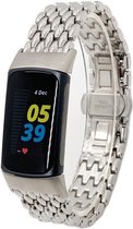 Stalen Smartwatch bandje - Geschikt voor  Fitbit Charge 5 stalen draak band - zilver - Strap-it Horlogeband / Polsband / Armband