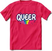 Queer | Pride T-Shirt | Grappig LHBTIQ+ / LGBTQ / Gay / Homo / Lesbi Cadeau Shirt | Dames - Heren - Unisex | Tshirt Kleding Kado | - Roze - L