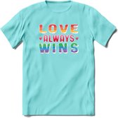 Love Wins | Pride T-Shirt | Grappig LHBTIQ+ / LGBTQ / Gay / Homo / Lesbi Cadeau Shirt | Dames - Heren - Unisex | Tshirt Kleding Kado | - Licht Blauw - L