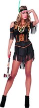 Wilbers & Wilbers - Indiaan Kostuum - Zwarte Korte Sexy Indiaan Jurk Vrouw - Zwart - Maat 40 - Carnavalskleding - Verkleedkleding