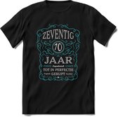 70 Jaar Legendarisch Gerijpt T-Shirt | Lichtblauw - Grijs | Grappig Verjaardag en Feest Cadeau Shirt | Dames - Heren - Unisex | Tshirt Kleding Kado | - Zwart - M