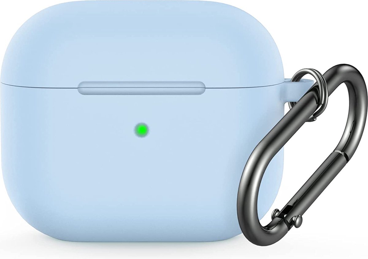 YONO Hoesje geschikt voor Apple Airpods 3 - Siliconen Soft Case met Clip - Babyblauw