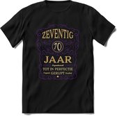 70 Jaar Legendarisch Gerijpt T-Shirt | Paars - Ivoor | Grappig Verjaardag en Feest Cadeau Shirt | Dames - Heren - Unisex | Tshirt Kleding Kado | - Zwart - L