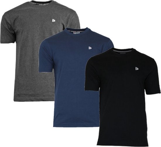 T-shirt Donnay (599008) - Lot de 3 - Chemise sport - Homme - Taille 3XL - Anthracite/Marine/ Zwart