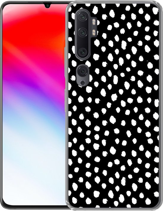 Xiaomi Mi Note 10 Pro - Pois - Zwart - Wit - Coque de téléphone en Siliconen
