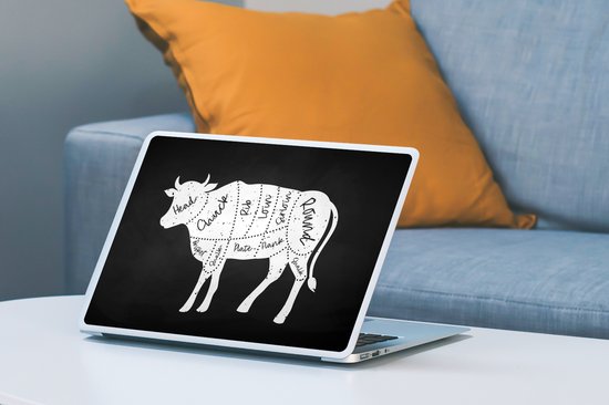 Autocollant pour ordinateur portable - 13,3 pouces - Vache - Cuisine - Viande