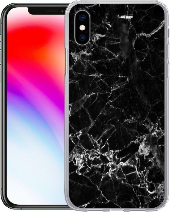 Coque iPhone Xs Max - Marbre - Pierre - Zwart - Coque de téléphone en Siliconen