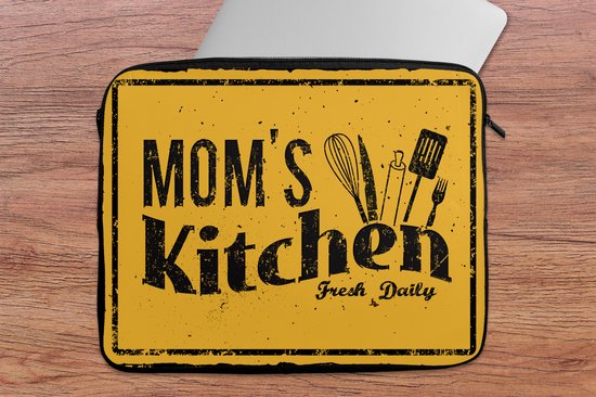 Housse pour ordinateur portable 15,6 pouces - Cuisine - Mère - Ustensiles de cuisine - Housse pour ordinateur portable - Taille intérieure 39,5x29,5 cm - Dos noir - Cadeau pour femme