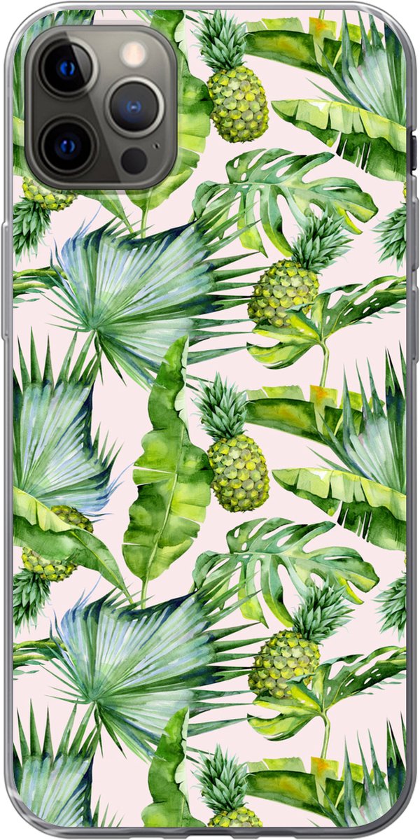 Telefoonhoesje Geschikt voor iPhone 12 Pro Max hoesje - Bladeren - Ananas - Patronen - Siliconen Telefoonhoesje Telefoonhoesje