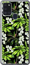 Geschikt voor Samsung Galaxy A21s hoesje - Blad - Orchidee - Patronen - Siliconen Telefoonhoesje