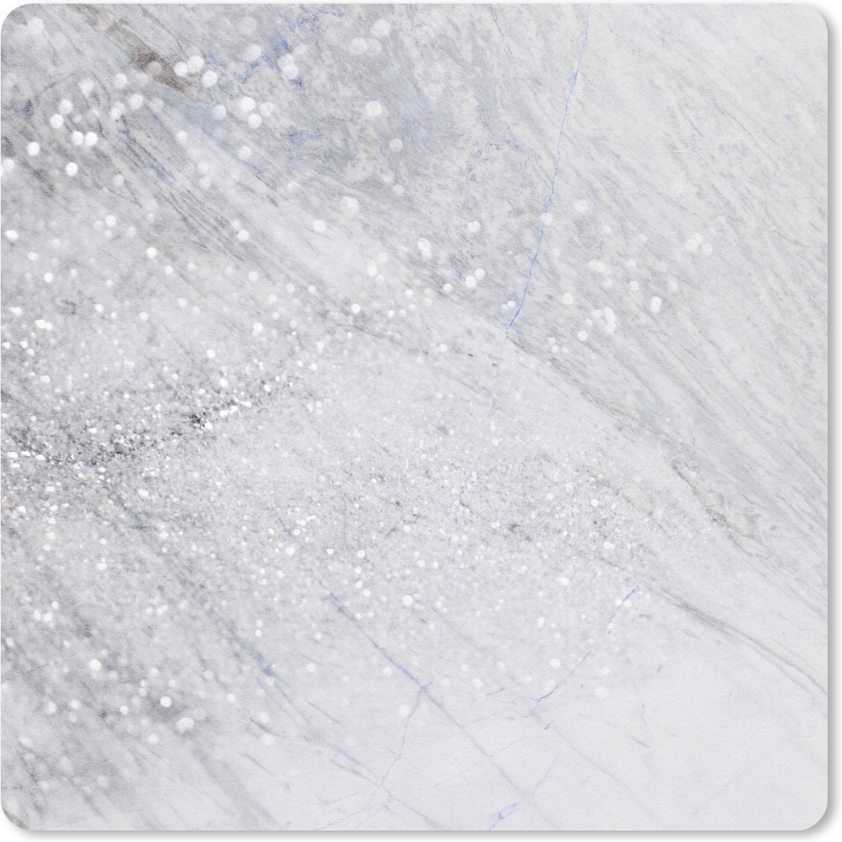 Muismat 30x30 cm - Mousepad Marmer - Glinster - Zilver - Muismatten