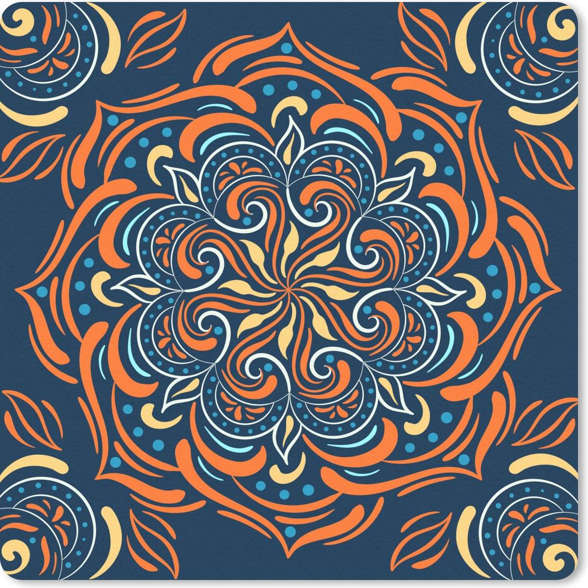Muismat 30x30 cm - Mousepad Mandala - Oranje - Patronen - Muismatten