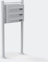 ElJardin - 3er Brievenbus systeem Zilver Brievenbus 3 Compartments Vrijstaand