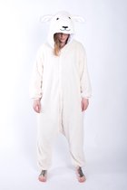 KIMU Onesie schaap pak lammetje kostuum - maat XL-XXL - schapenpak jumpsuit huispak