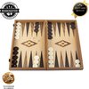 Afbeelding van het spelletje Eik en Walnoot houtprint Backgammon set - Luxe - 20x12 cm  Top Kwaliteit