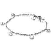 ZINZI zilveren fantasie armband rond zon wit 17-19,5cm ZIA1892