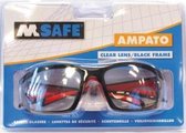 M-Safe veiligheidsbril Ampato heldere pc lens zwart/rood montuur in blisterverpakk