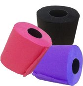 3x Gekleurd toiletpapier rollen 140 vellen - Paars/zwart/roze thema feestartikelen decoratie - WC-papier/pleepapier
