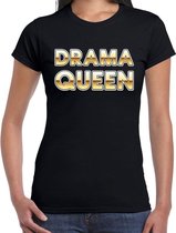 Drama queen fun tekst t-shirt zwart voor dames XS