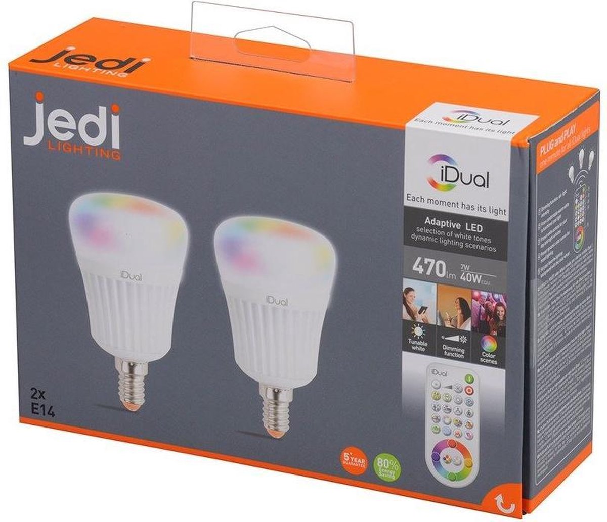 iDual 2 x E14 RGB LED lampen 470 lumen incl. Afstandsbediening | bol.com