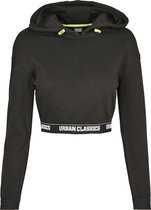 Dames Logo Waistband Cropped Hoody zwart