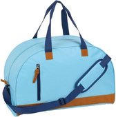 Sac de sport / sac de voyage bleu clair avec cuir artificiel 50 cm - Sacs week-end - Sacs de football 40 litres