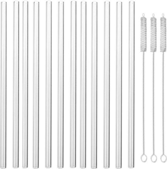 T&N Glazen rietjes, set van 12, 15 / 20 / 23 cm lengte, glazen rietjes T&N Glazen rietjes, set van 12, 15 / 20 / 23 cm lengte, glazen rietjes