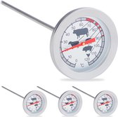 Relaxdays 4x vleesthermometer analoog - bbq thermometer rvs - braadthermometer barbecue