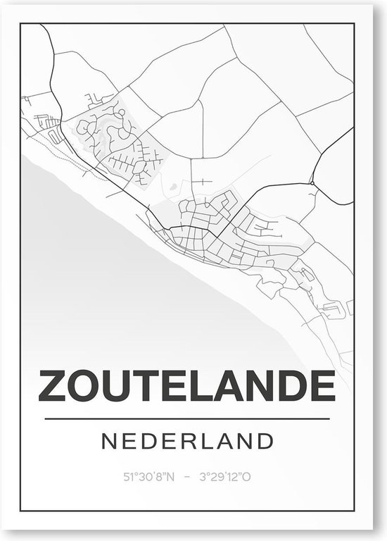 Poster/plattegrond ZOUTELANDE - A4