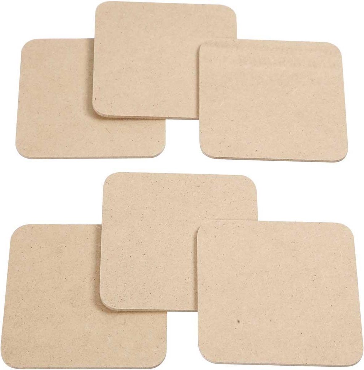 Onderzetters, afm 10x10 cm, dikte 3 mm, 6 stuk/ 1 doos