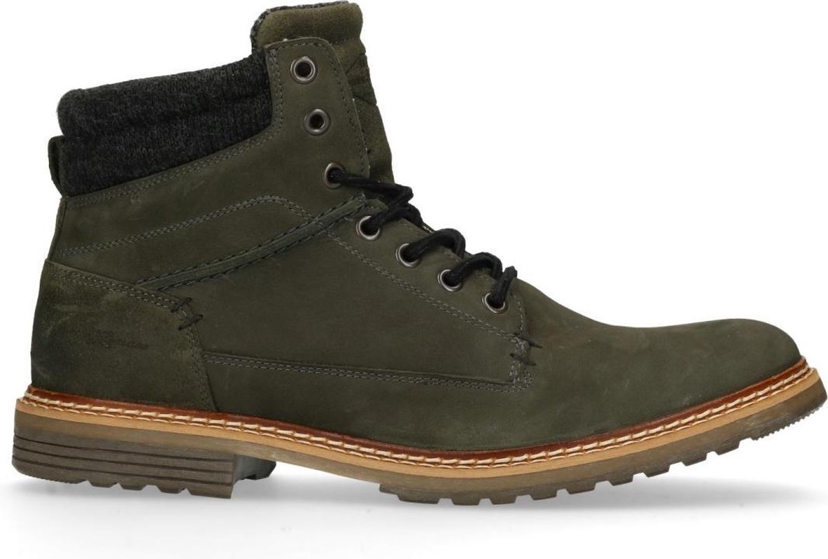 Manfield - Heren - Donkergroene veterboots - Maat 43 | bol.com