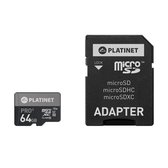 Platinet MicroSDHC Kaart inclusief Adapter - Class10 - 64GB