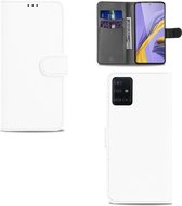 Bookcase Geschikt voor Samsung Galaxy A51 Hoesje Wit met Pasjeshouder