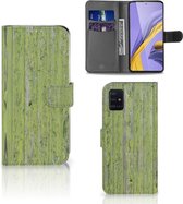 Smartphone Hoesje Geschikt voor Samsung A51 Book Style Case Green Wood