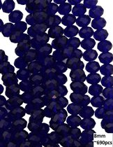 Dielay - Facet Geslepen Glaskralen - DIY Sieraden - 8 mm - Set van 690 Stuks - Donkerblauw