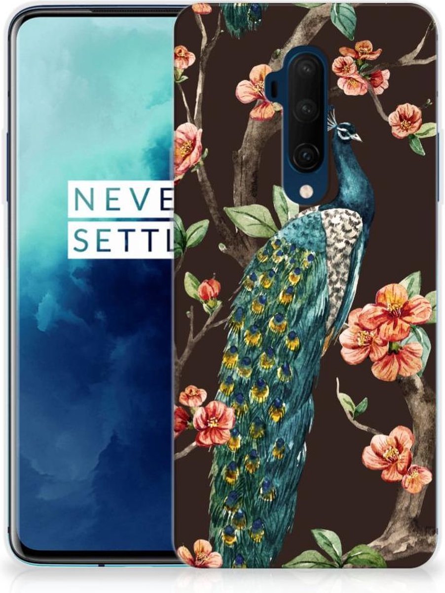 OnePlus 7T Pro TPU Hoesje Pauw met Bloemen