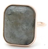 Ring met Grote Steen - Metaal - One Size - Roségoudkleurig