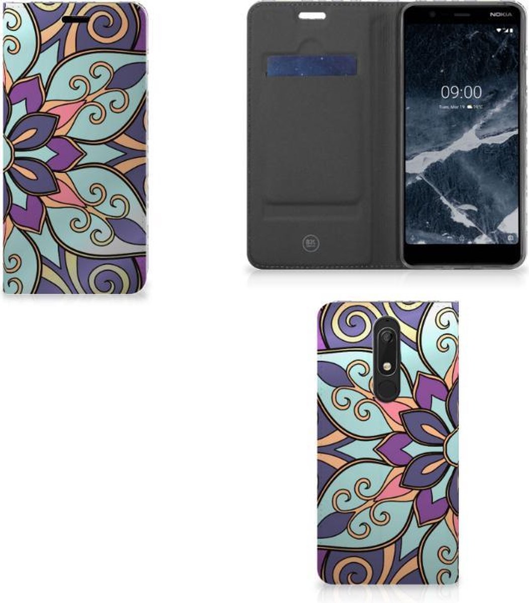Nokia 5.1 (2018) Smart Cover Purple Flower