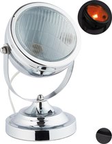 relaxdays tafellamp industrieel - schemerlamp vintage - retrolamp - e14 fitting - koplamp zilver