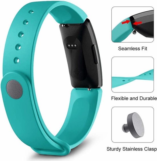 Fitbit Inspire  silicone band (turquoise) - Afmetingen: Maat S