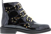 Tango | Pleun fat 52-d black patent leather/black studs straps - black sole | Maat: 36