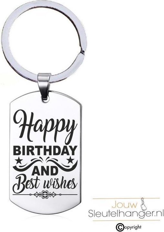 Happy Birthday And Best Wishes Sleutelhanger Rvs - Happy Birthday And Best Wishes | Bol.com