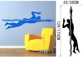 3D Sticker Decoratie Vissen Duiken Muursticker Zeebodem Home Decor Verwijderbaar Surfen Zwemmen Vinyl Wall Art Decal voor woonkamer - DIVE7 / Small