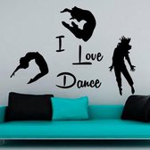 Sticker Decoratie I Love Dance Muurstickers PVC Verwijderbaar Home Decor DIY Drie dansers Decals voor woonkamer