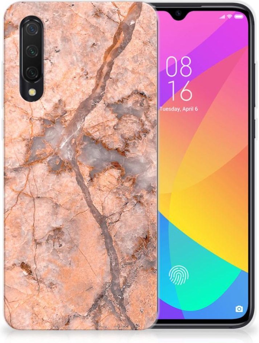 Xiaomi Mi 9 Lite TPU Siliconen Hoesje Marmer Oranje