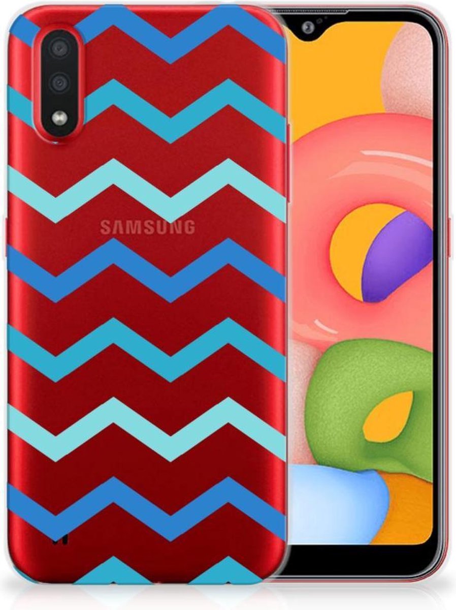 Samsung Galaxy A01 TPU bumper Zigzag Blauw