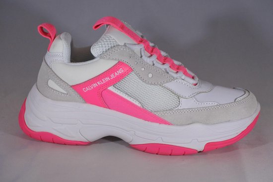 Chuncky sneaker va Calvin Klein in het wit accenten in het fluor roze - maat 41 | bol.com